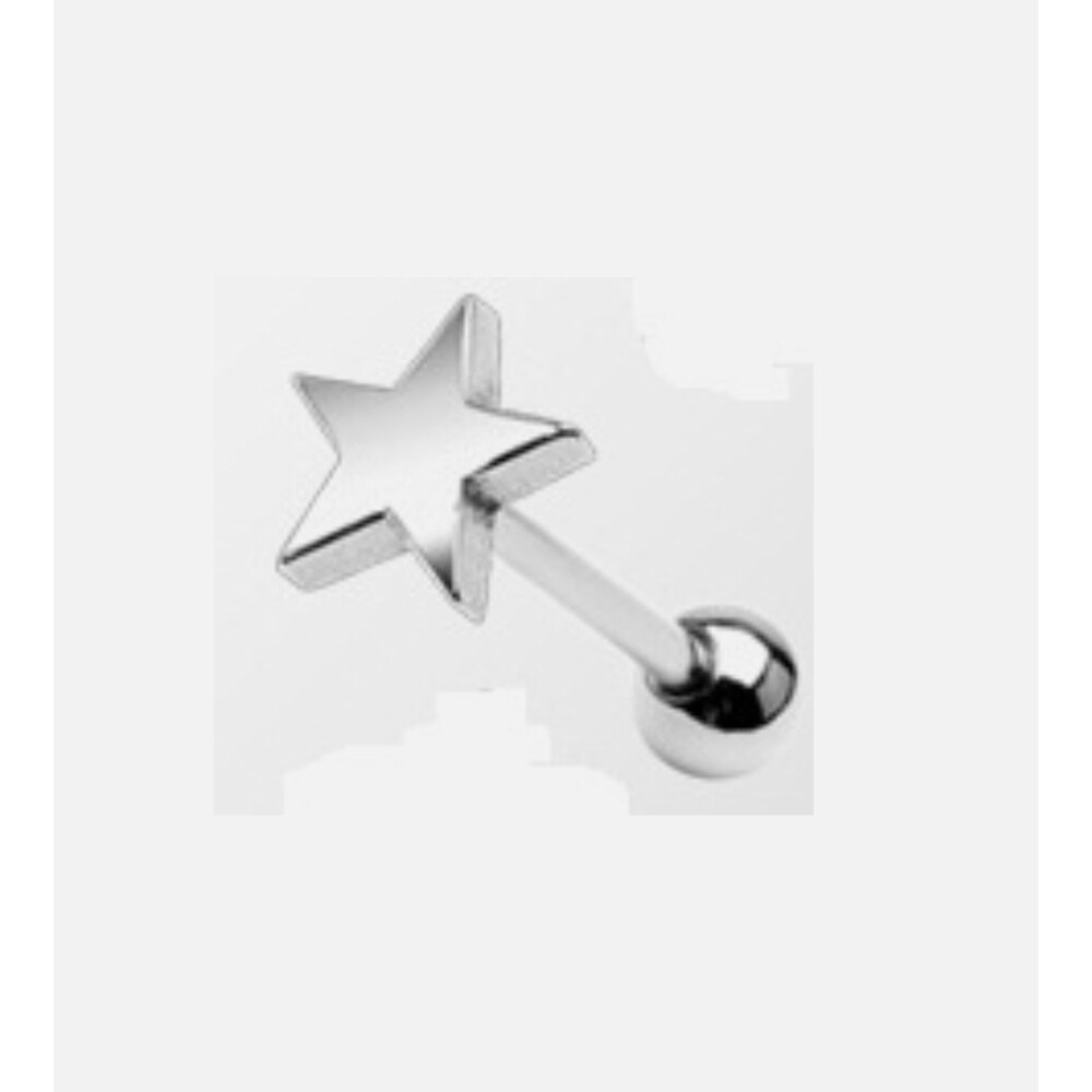 Star Cut-Out Tongue Ring Stainless Steel 14G 5/8” Piercing Barbell